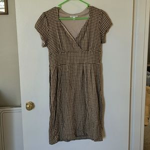Banana Republic Houndstooth Tan/Brown Dress